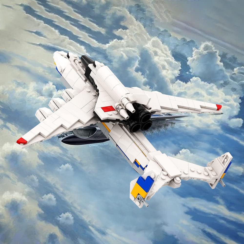 635 Pieces Antonov An-225 Mriya Building Block Set, Antonov an 225 Mriya Model Building Toys, Military Plane Fighter Buildable Toys Construction Combat Aircraft Model Kits Educational Learning Toys