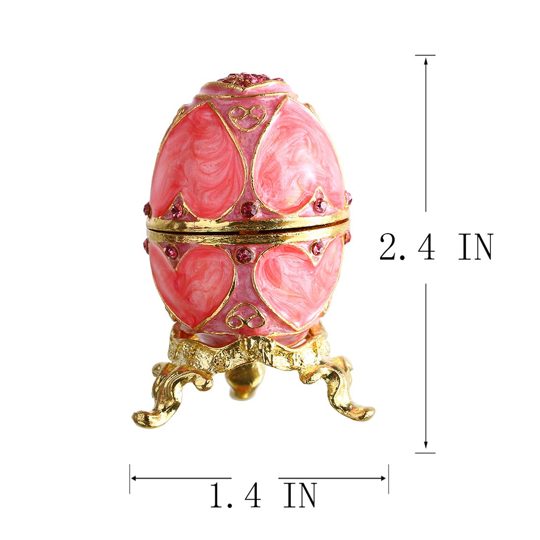 YU FENG Faberge Style Egg Shaped Trinket Box Hinged Jewelry Ring Holder Collectible Figurine Boxes Crystals