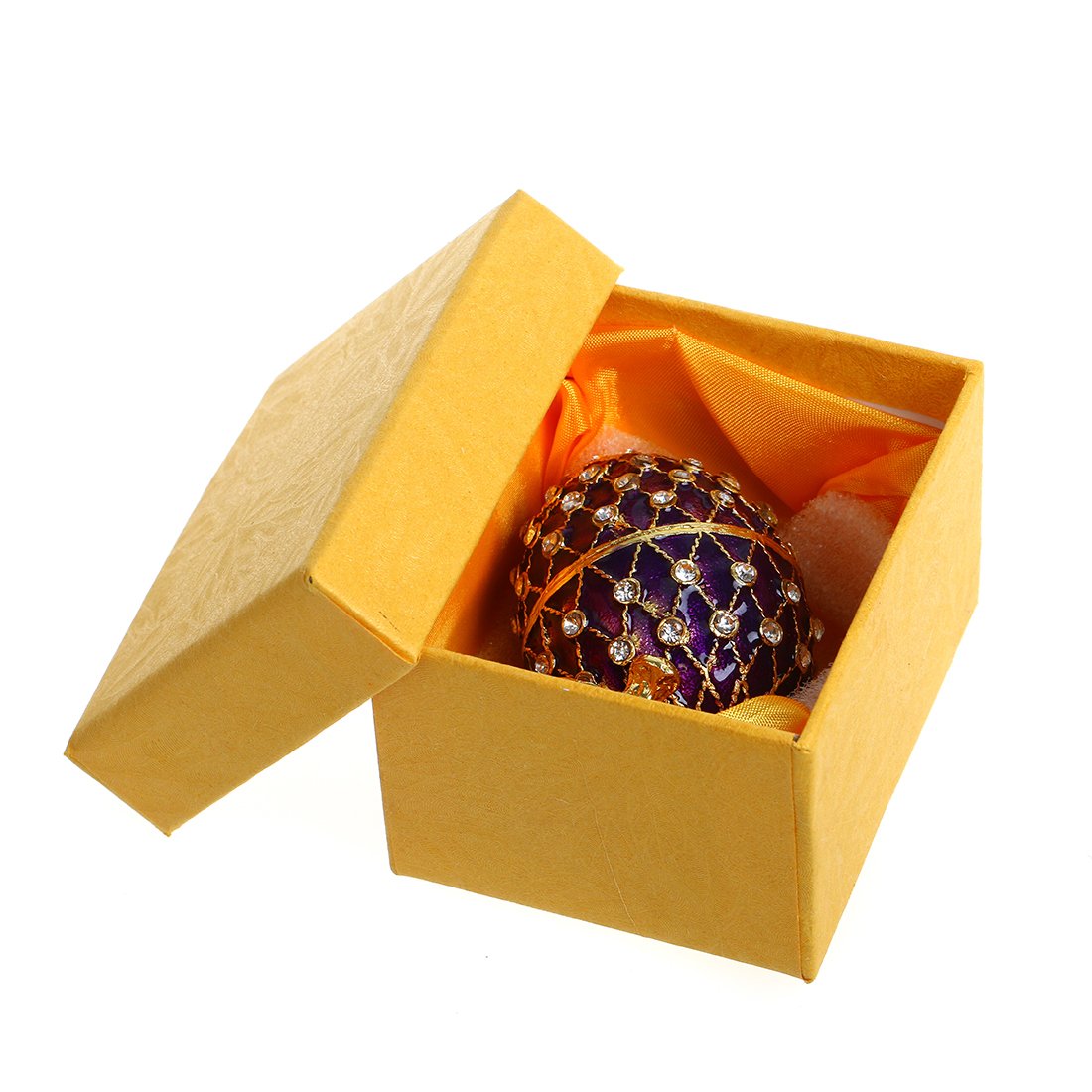 YU FENG Faberge Style Egg Shaped Trinket Box Hinged Jewelry Ring Holder Collectible Figurine Boxes Crystals