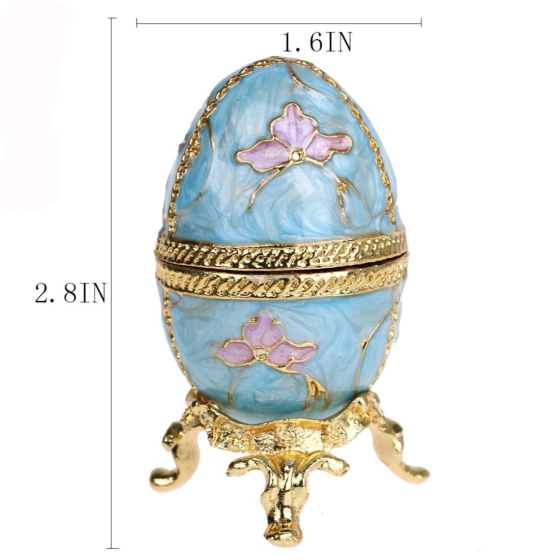 YU FENG Faberge Style Egg Shaped Trinket Box Hinged Jewelry Ring Holder Collectible Figurine Boxes Crystals