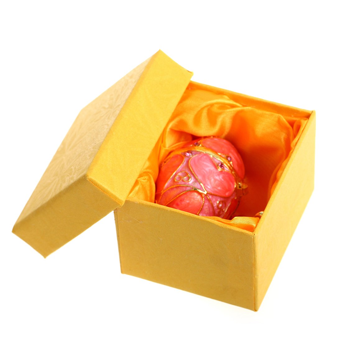 YU FENG Faberge Style Egg Shaped Trinket Box Hinged Jewelry Ring Holder Collectible Figurine Boxes Crystals