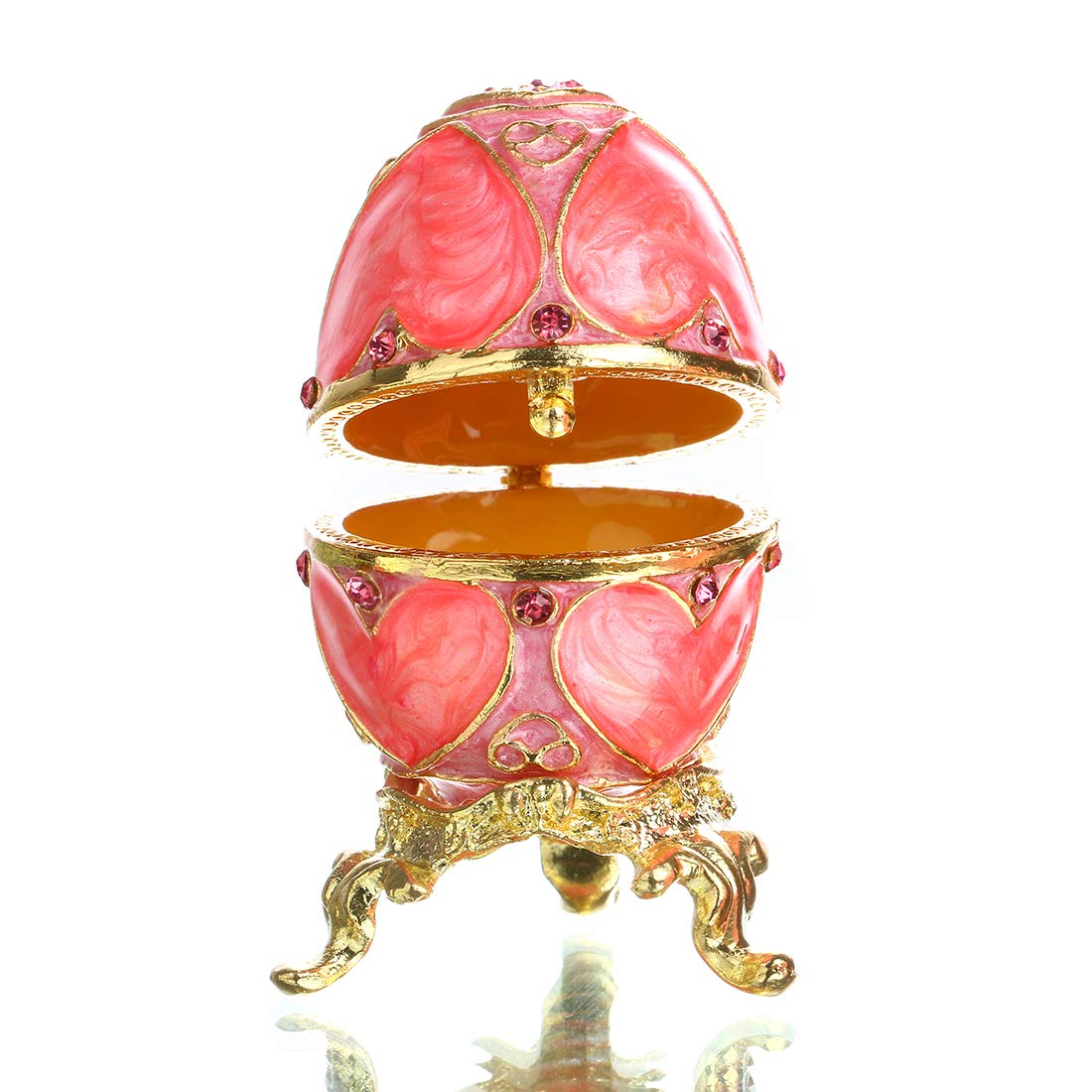 YU FENG Faberge Style Egg Shaped Trinket Box Hinged Jewelry Ring Holder Collectible Figurine Boxes Crystals
