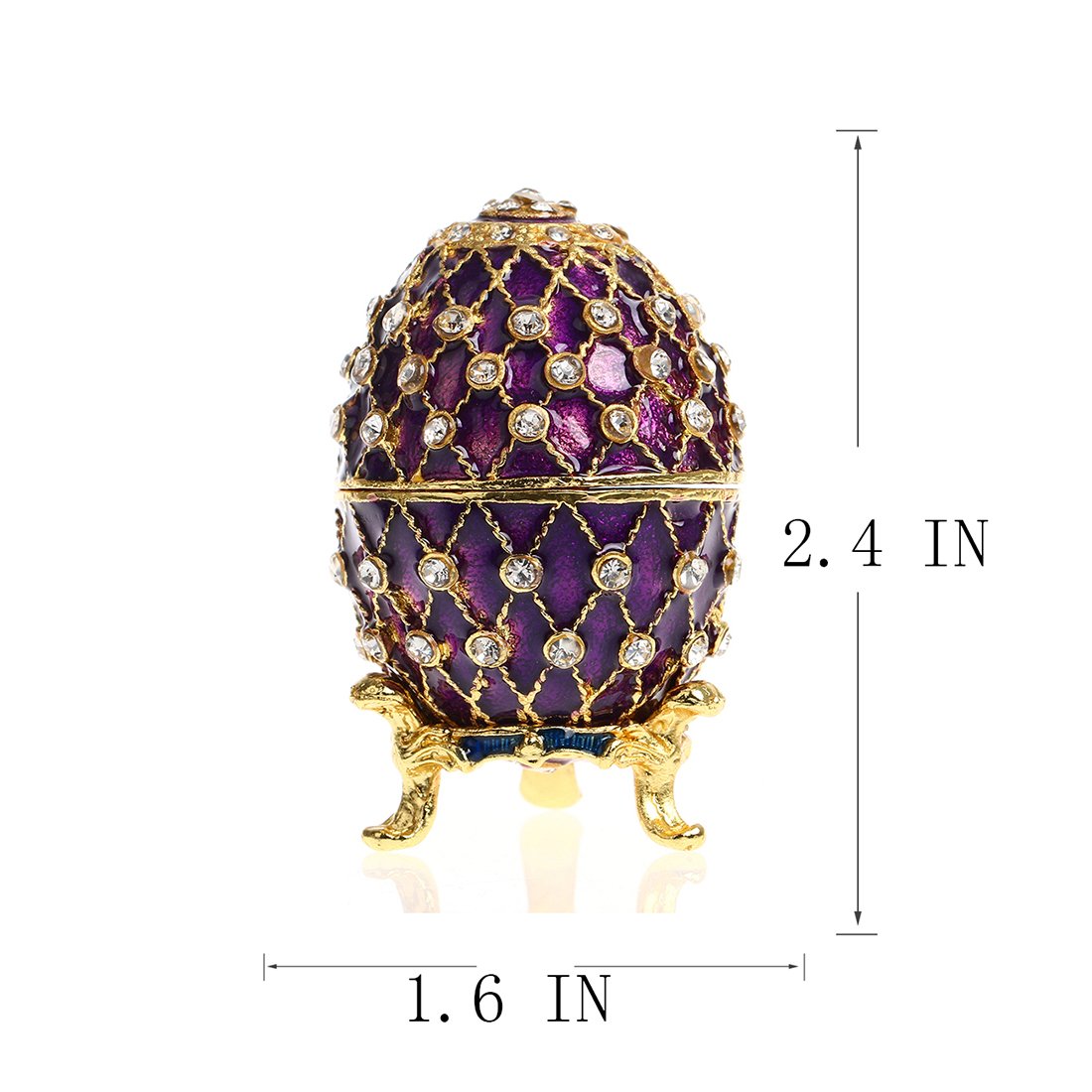 YU FENG Faberge Style Egg Shaped Trinket Box Hinged Jewelry Ring Holder Collectible Figurine Boxes Crystals