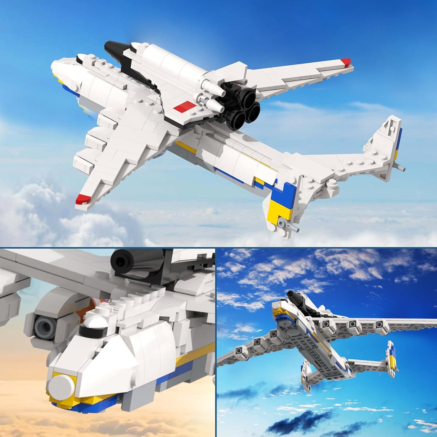635 Pieces Antonov An-225 Mriya Building Block Set, Antonov an 225 Mriya Model Building Toys, Military Plane Fighter Buildable Toys Construction Combat Aircraft Model Kits Educational Learning Toys