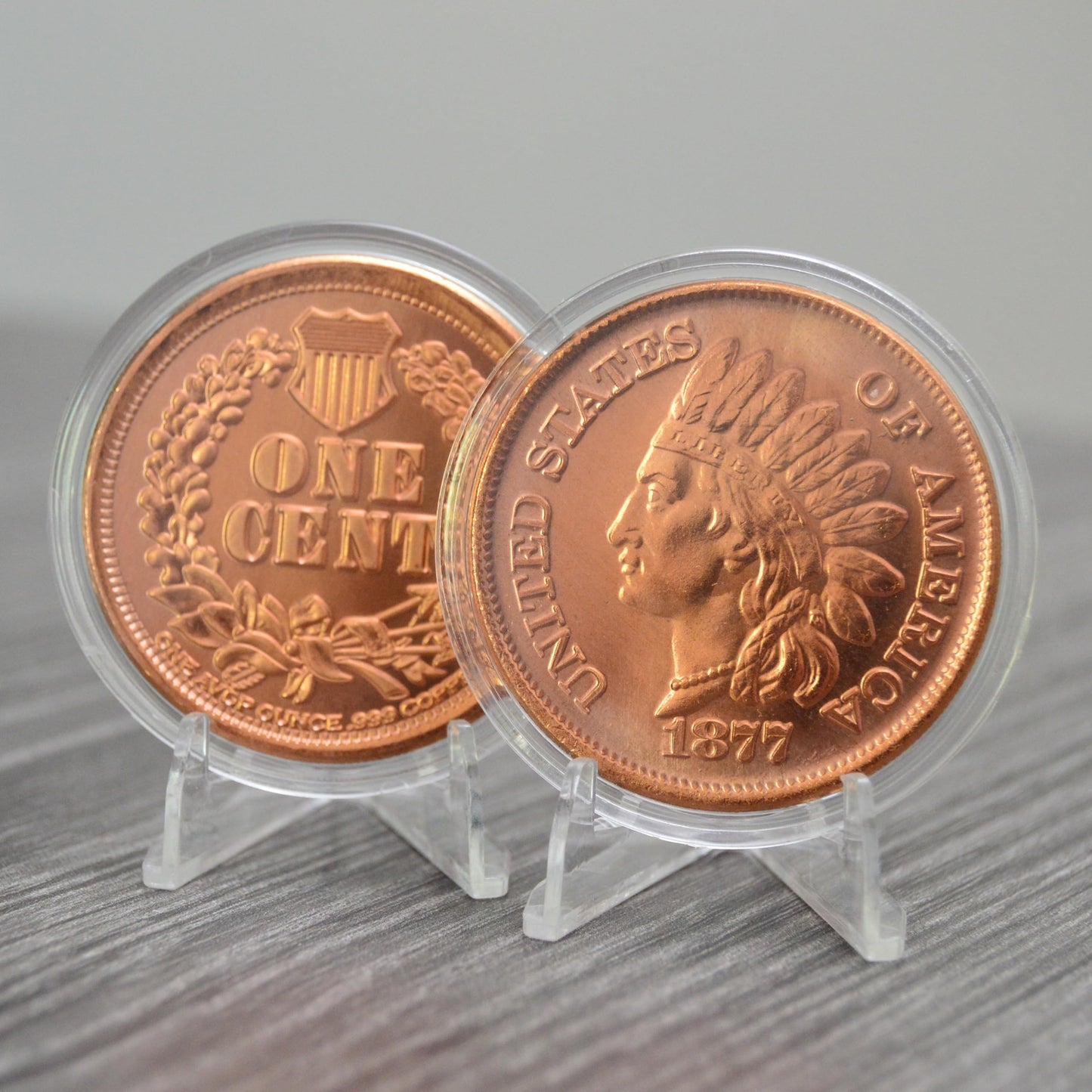 1877 Indian Head Cent Design 1 oz Pure .999 Copper Round Collectible Jumbo 39mm Coin in Capsule - COA by Heavenly Metals