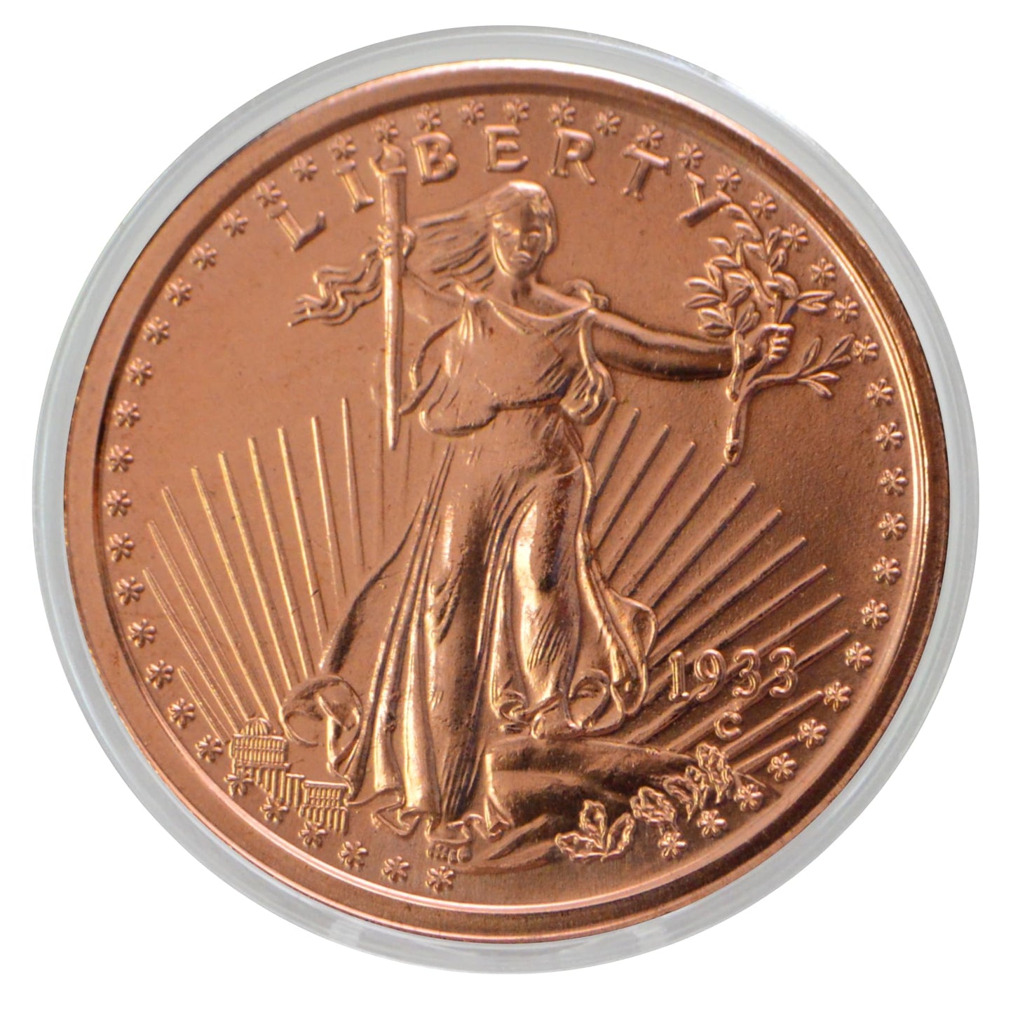 1877 Indian Head Cent Design 1 oz Pure .999 Copper Round Collectible Jumbo 39mm Coin in Capsule - COA by Heavenly Metals