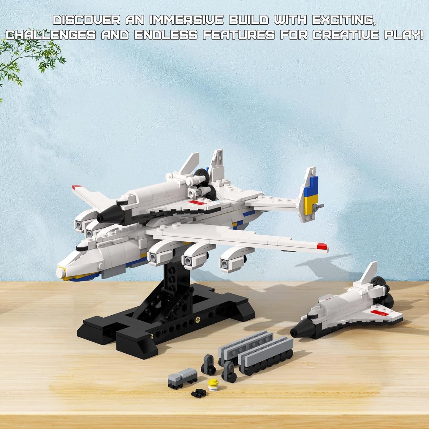 635 Pieces Antonov An-225 Mriya Building Block Set, Antonov an 225 Mriya Model Building Toys, Military Plane Fighter Buildable Toys Construction Combat Aircraft Model Kits Educational Learning Toys