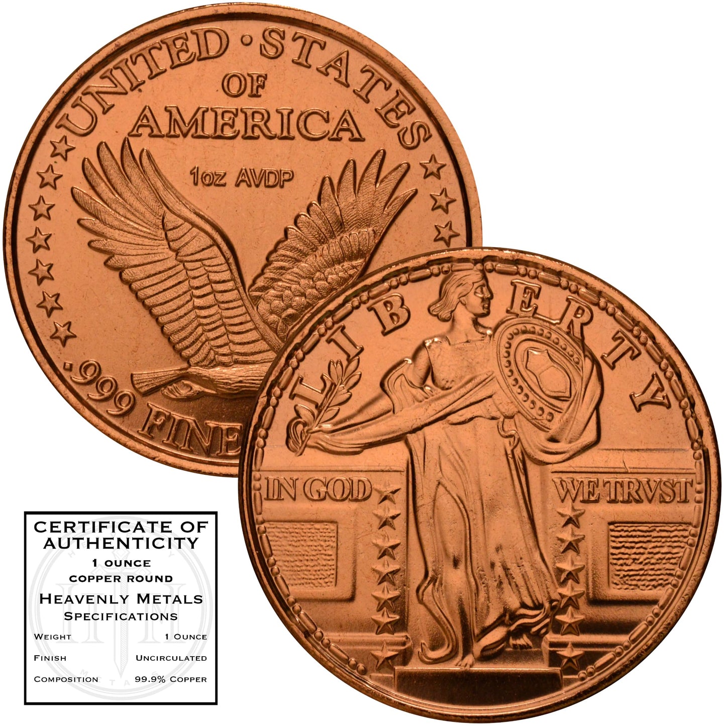 1877 Indian Head Cent Design 1 oz Pure .999 Copper Round Collectible Jumbo 39mm Coin in Capsule - COA by Heavenly Metals