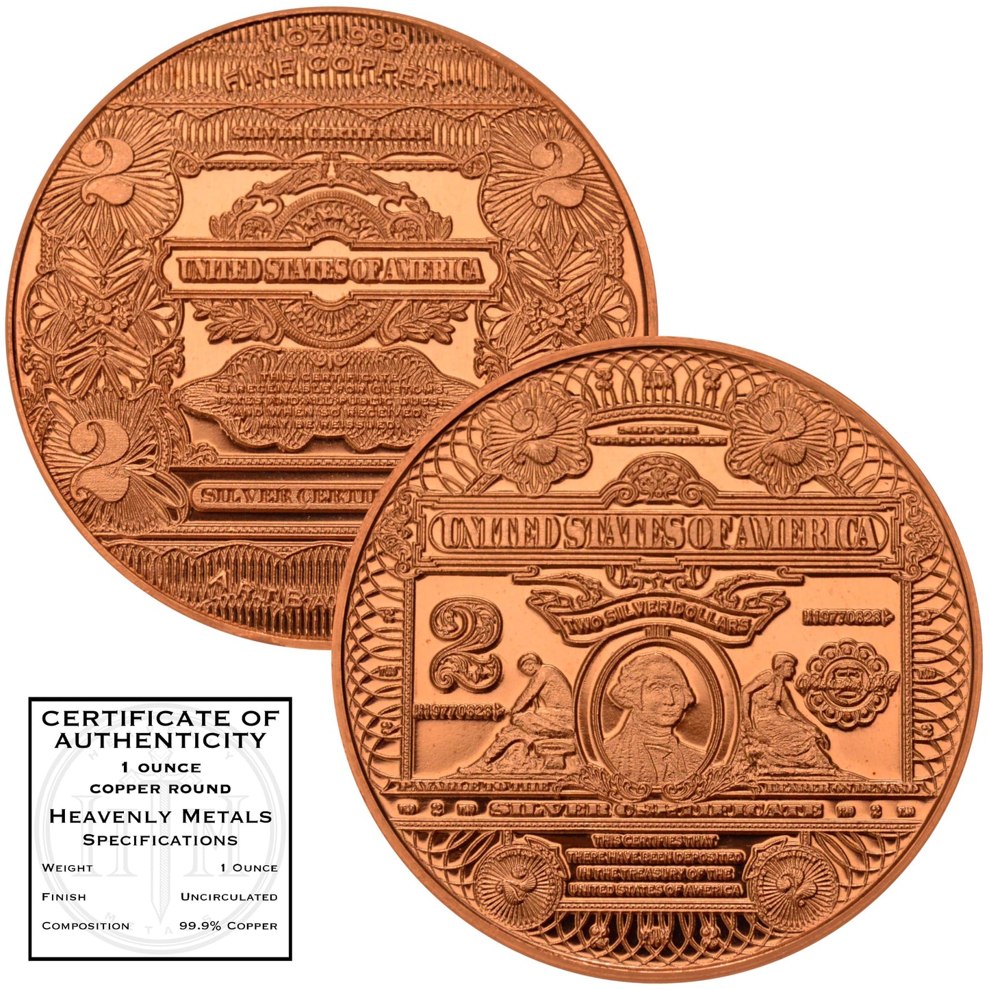 1877 Indian Head Cent Design 1 oz Pure .999 Copper Round Collectible Jumbo 39mm Coin in Capsule - COA by Heavenly Metals