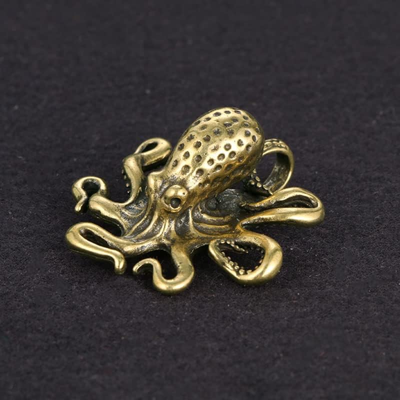 Opexicos 2Pcs Brass Octopus Home Decoration Antique Copper Animal Figurines Miniatures Desk Ornament Accessories Creative Table Tea Pets Craft