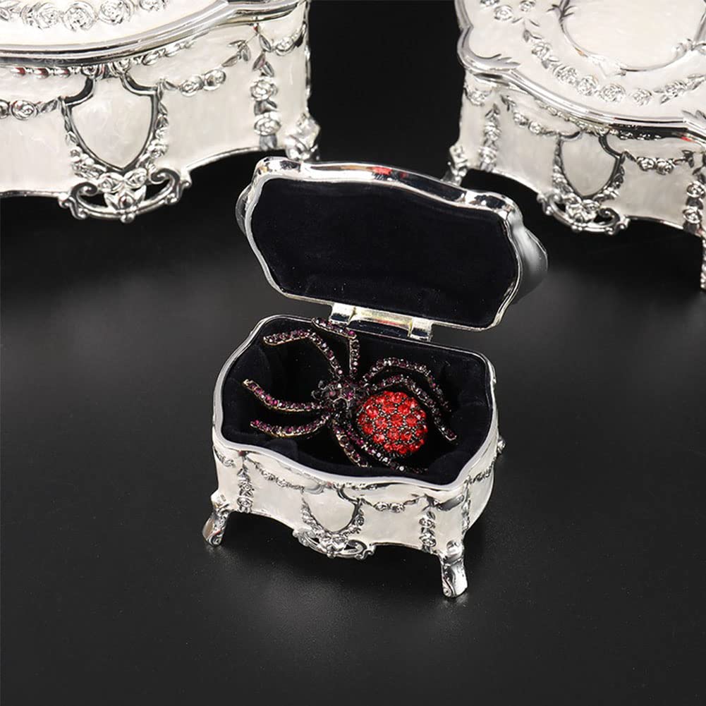 Luxury Vintage Metal Alloy Jewelry Box Ring Trinket Case Christmas Birthday Gift, Small