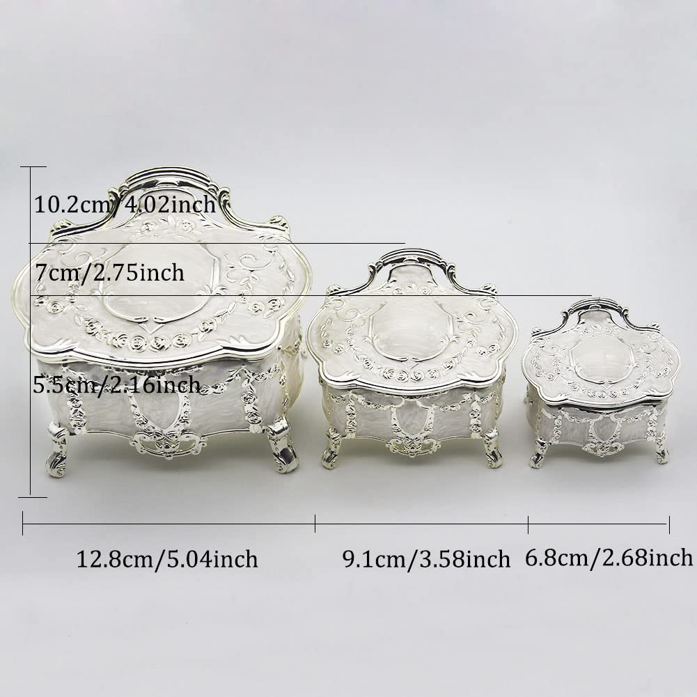 Luxury Vintage Metal Alloy Jewelry Box Ring Trinket Case Christmas Birthday Gift, Small