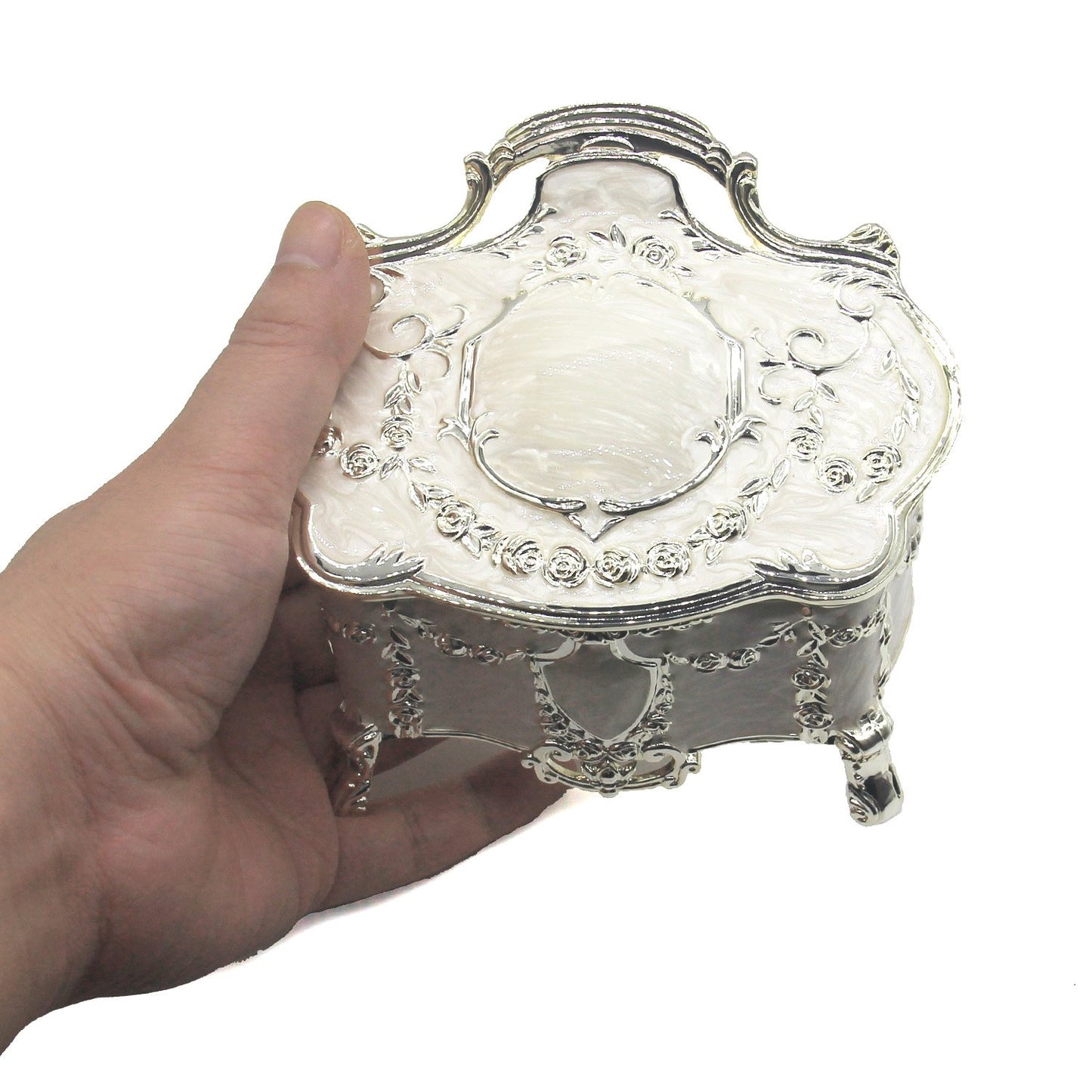 Luxury Vintage Metal Alloy Jewelry Box Ring Trinket Case Christmas Birthday Gift, Small